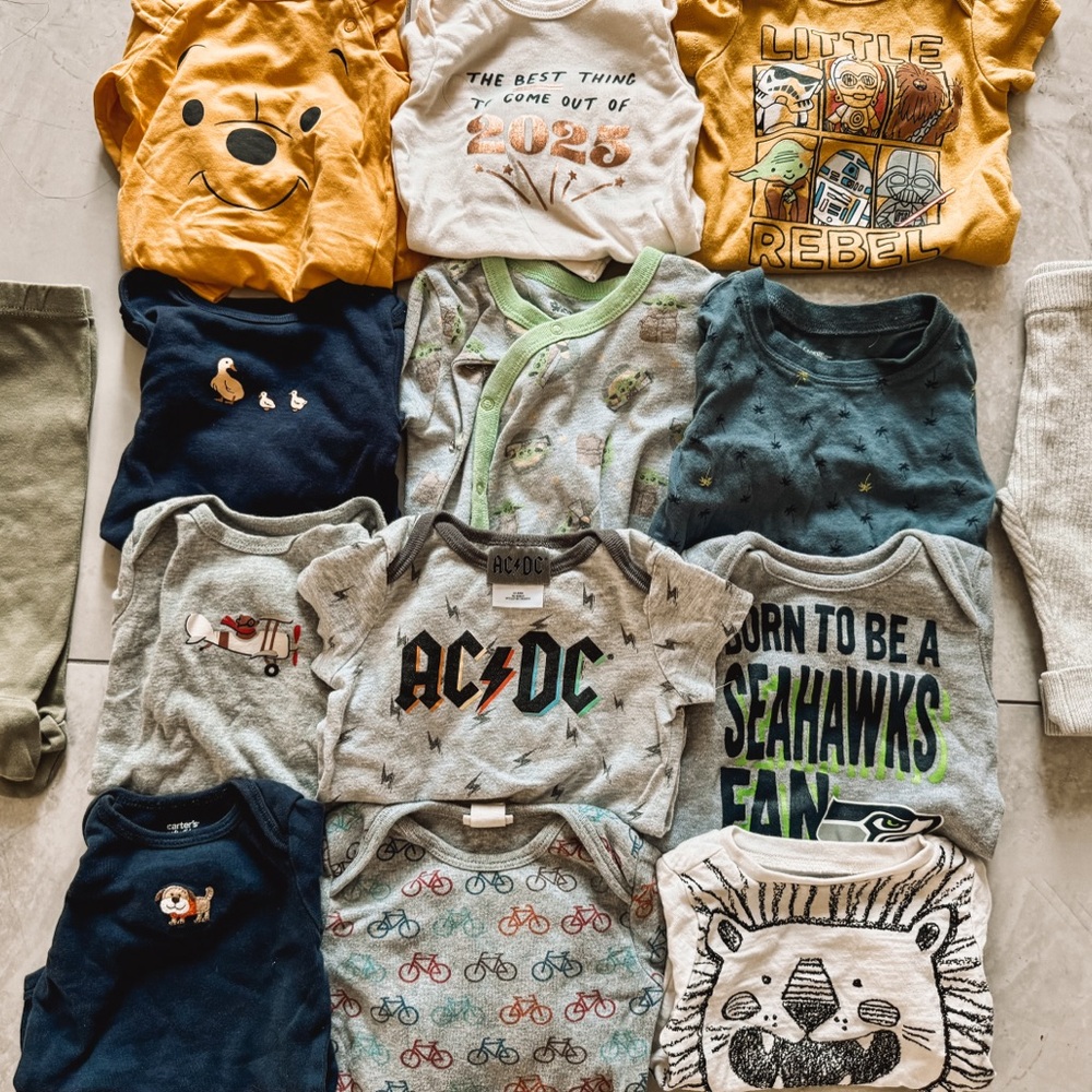 0-9M (mostly 3-6M) Mixed Baby Onesies and Pants Bundle
